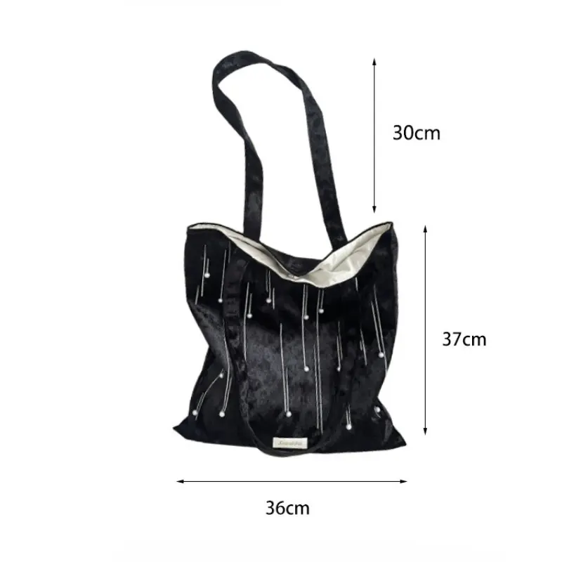 New Velvet Fashion Single Shoulder Bag for Women Large Capacity Casual Handbags Reusable Shopping Bag Girls Book Tote Bag