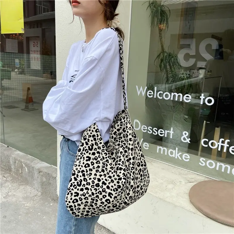 New Casual Tote Large Capacity Shoulder Bag Crossbody Bag Canvas Handbag Fashion Floral Messenger Bags for School Girl