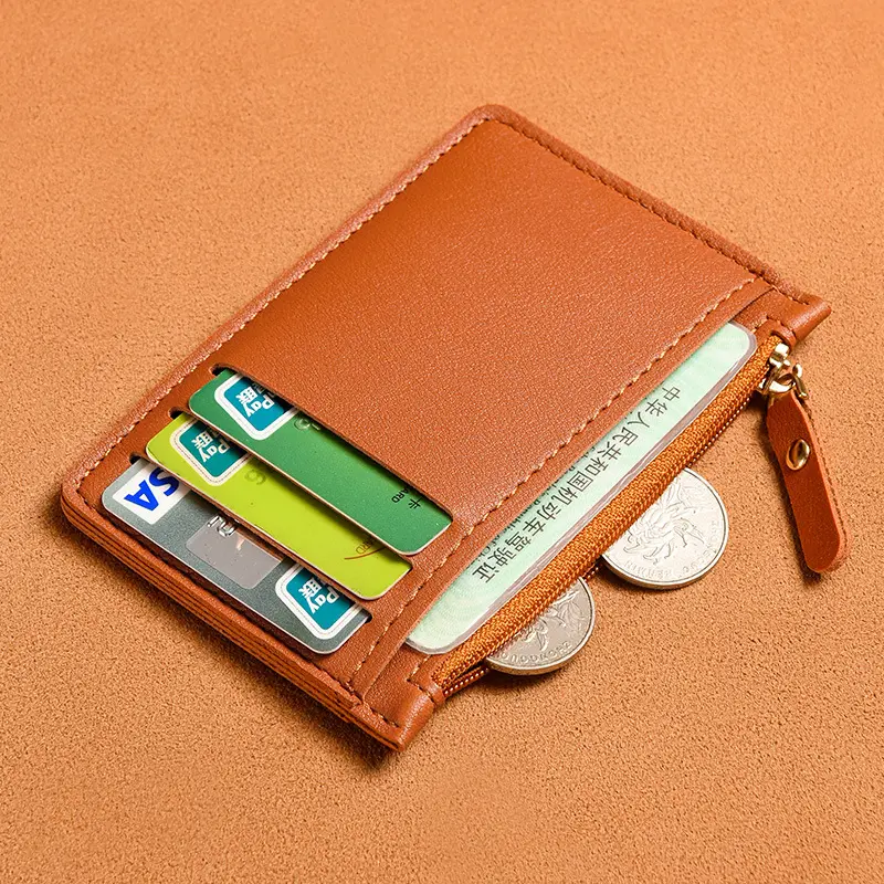 Ultra Thin Multi Slot Card Bag Women Zipper Coin Purse Large Capacity ID Credit Card Holder