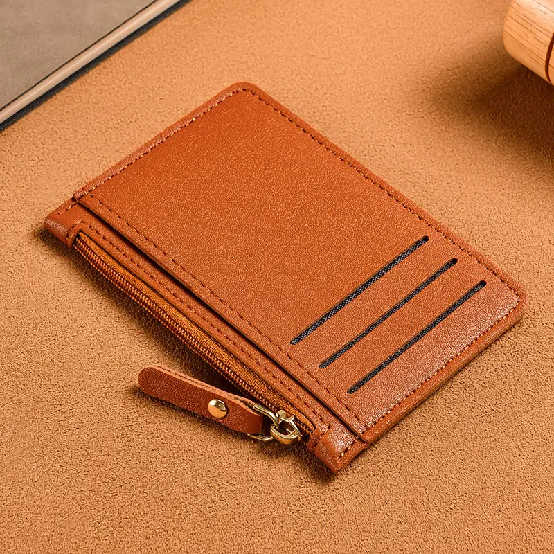 Ultra Thin Multi Slot Card Bag Women Zipper Coin Purse Large Capacity ID Credit Card Holder