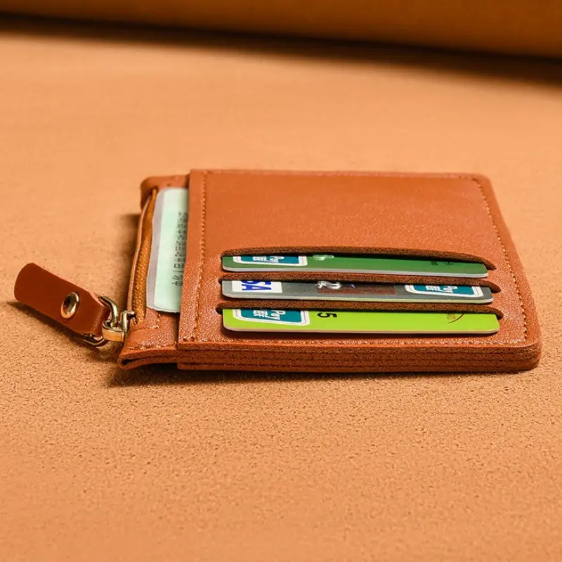 Ultra Thin Multi Slot Card Bag Women Zipper Coin Purse Large Capacity ID Credit Card Holder