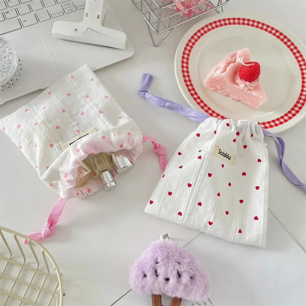 1PCS Cute Small Coin Purse Key Earphone Drawstring Storage Bag Women Girls Jewelry Lipstick Cosmetic Tote Rope Pouch String Bags