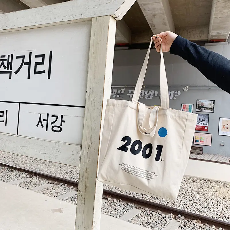 Women Canvas Shoulder Bag 2001 Youth Books Daily Shopping Bags Students Book Bag Cotton Cloth Handbags Large Tote For Girls