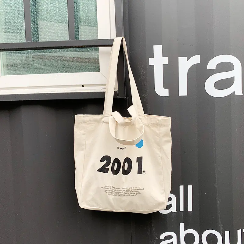 Women Canvas Shoulder Bag 2001 Youth Books Daily Shopping Bags Students Book Bag Cotton Cloth Handbags Large Tote For Girls