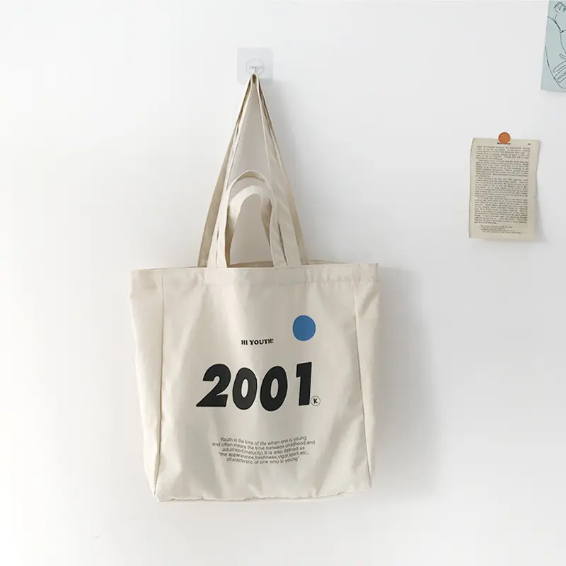 Women Canvas Shoulder Bag 2001 Youth Books Daily Shopping Bags Students Book Bag Cotton Cloth Handbags Large Tote For Girls