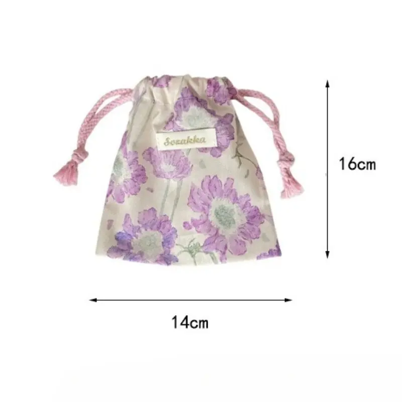 Floral Drawstring Bags Women Large Capacity Cosmetic Bag Makeup Pouch Fashion Coin Purse