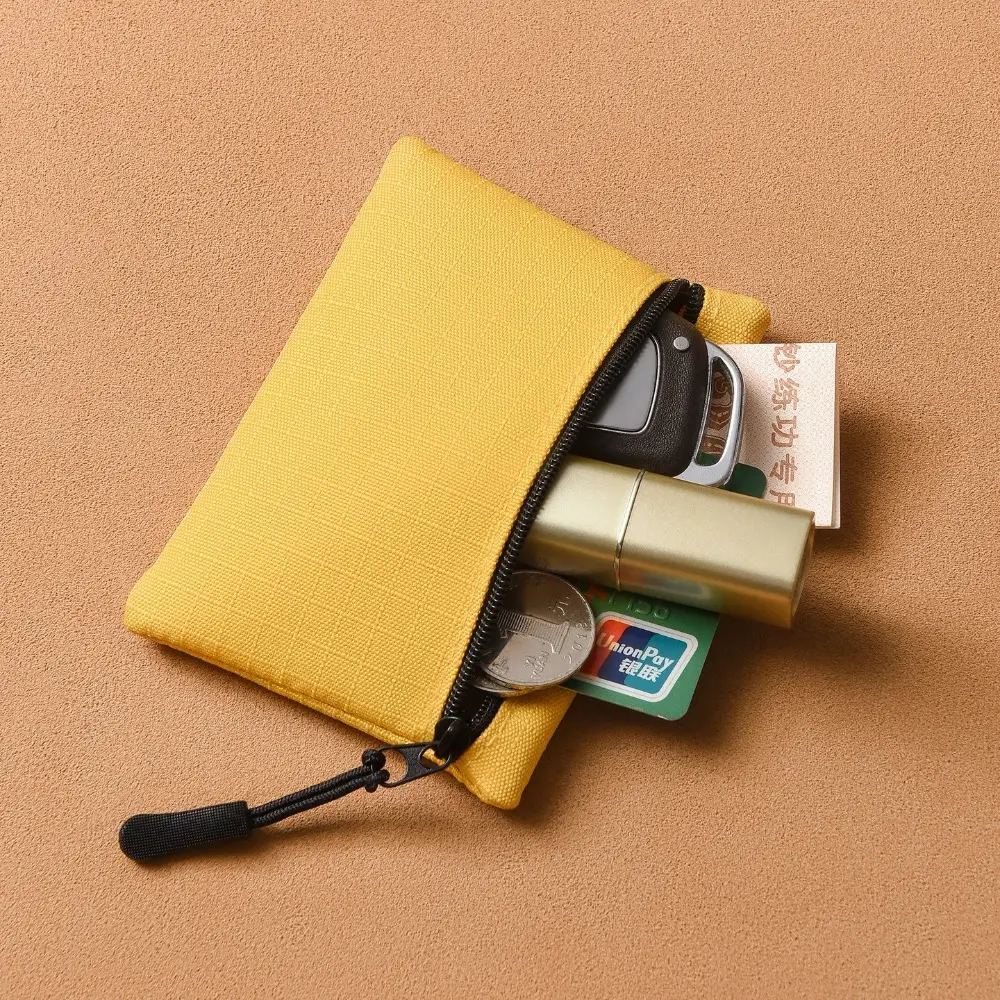 Canvas Mini Coin Purse Simple Zipper Kid Storage Pouch Money Pocket Solid Color Coin Key Bag Women Men Cute Wallet Mini Purse