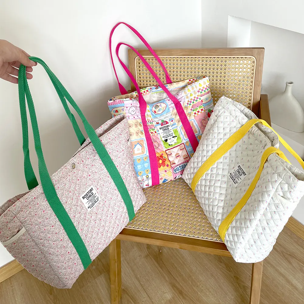 Liberty Quilting Women Cotton Handbag Portable Canvas Cute Books Shoulder Bag Large Tote Girls Soft Cloth Purse Shopping Bags