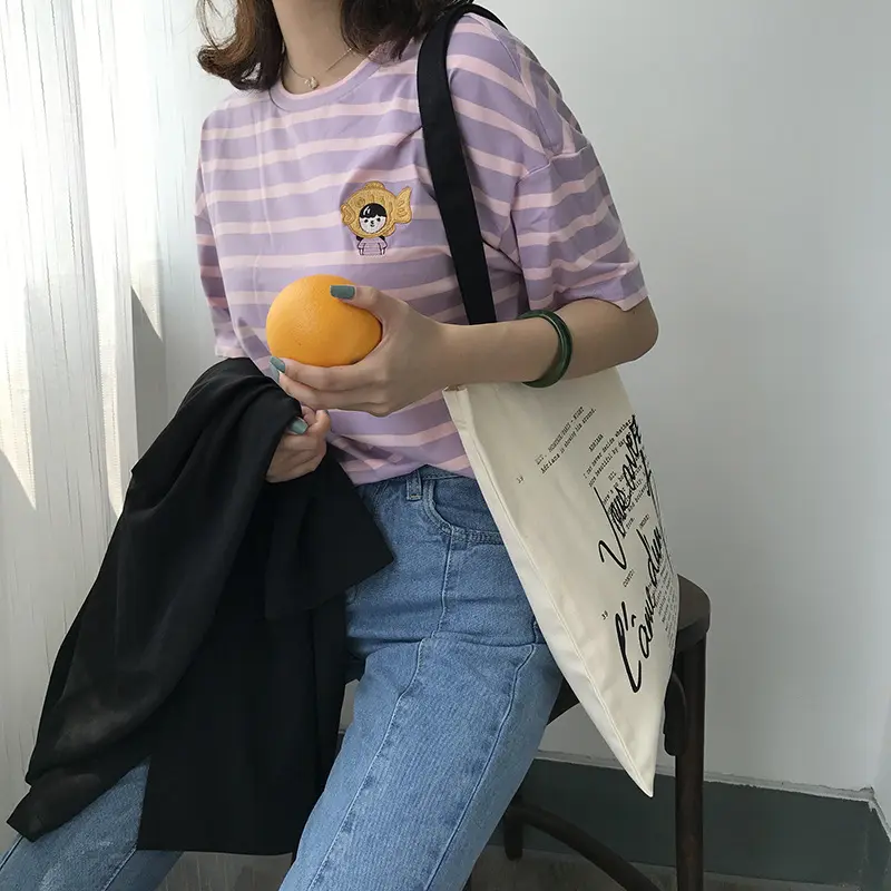 Women Canvas Shoulder Bag Midnight In Paris Female Cotton Cloth Purse Shopper Handbag School Girls Books Tote Cute Shopping Bags