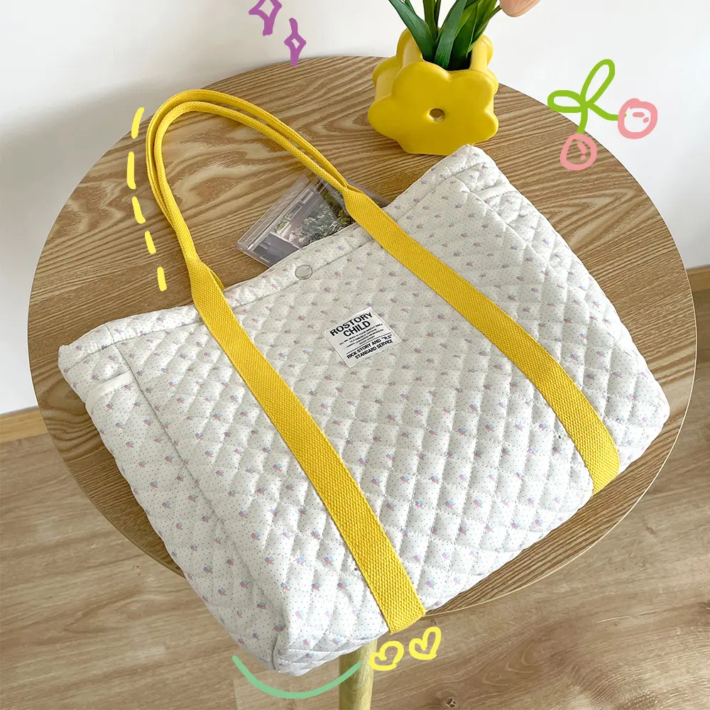 Liberty Quilting Women Cotton Handbag Portable Canvas Cute Books Shoulder Bag Large Tote Girls Soft Cloth Purse Shopping Bags