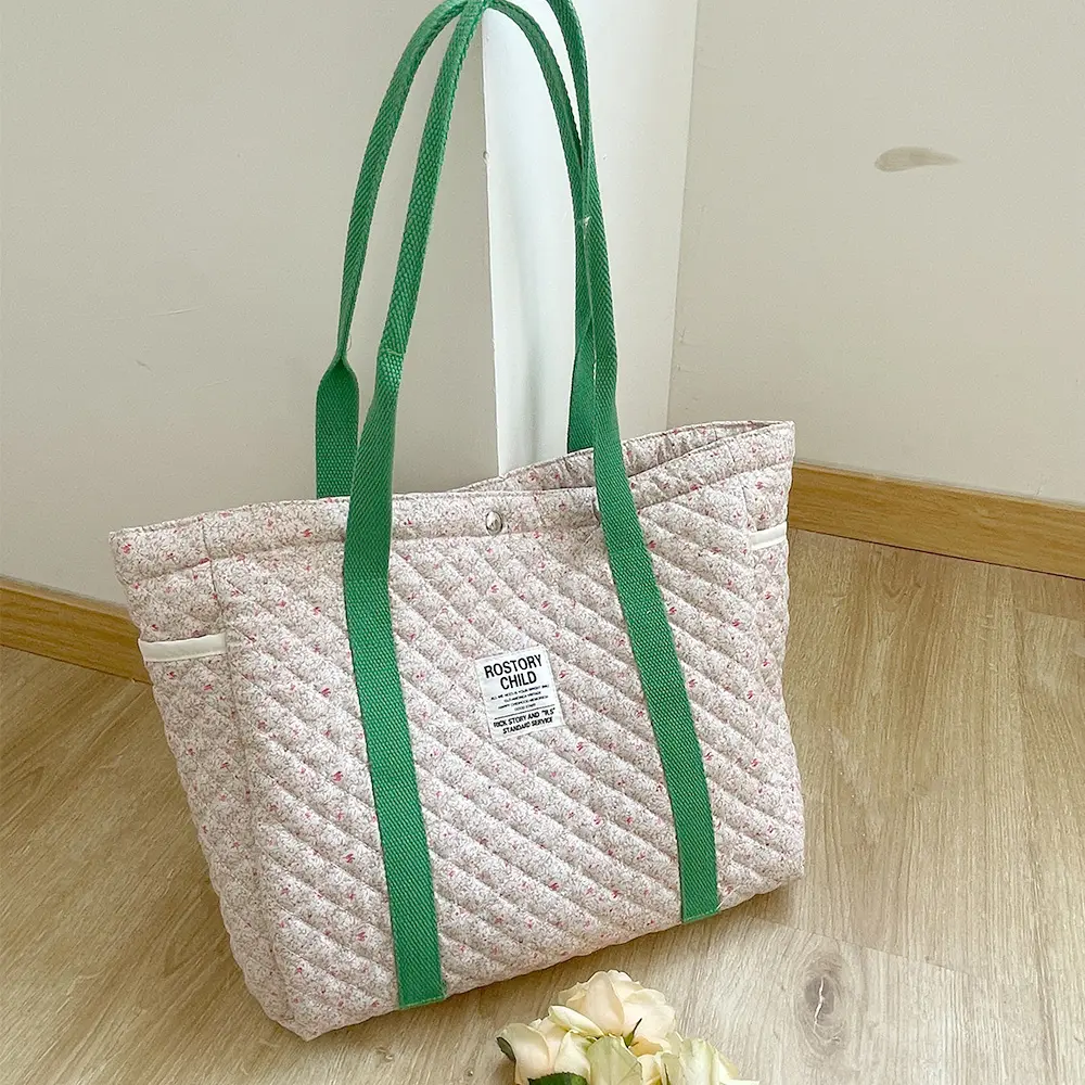 Liberty Quilting Women Cotton Handbag Portable Canvas Cute Books Shoulder Bag Large Tote Girls Soft Cloth Purse Shopping Bags