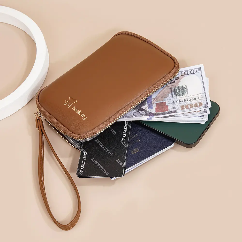 Men Women Simple Zipper Wallet Cute Airplane Print Solid Coin Purse Card Holder Soft PU Leather Passport Wallets Lady Money Bag