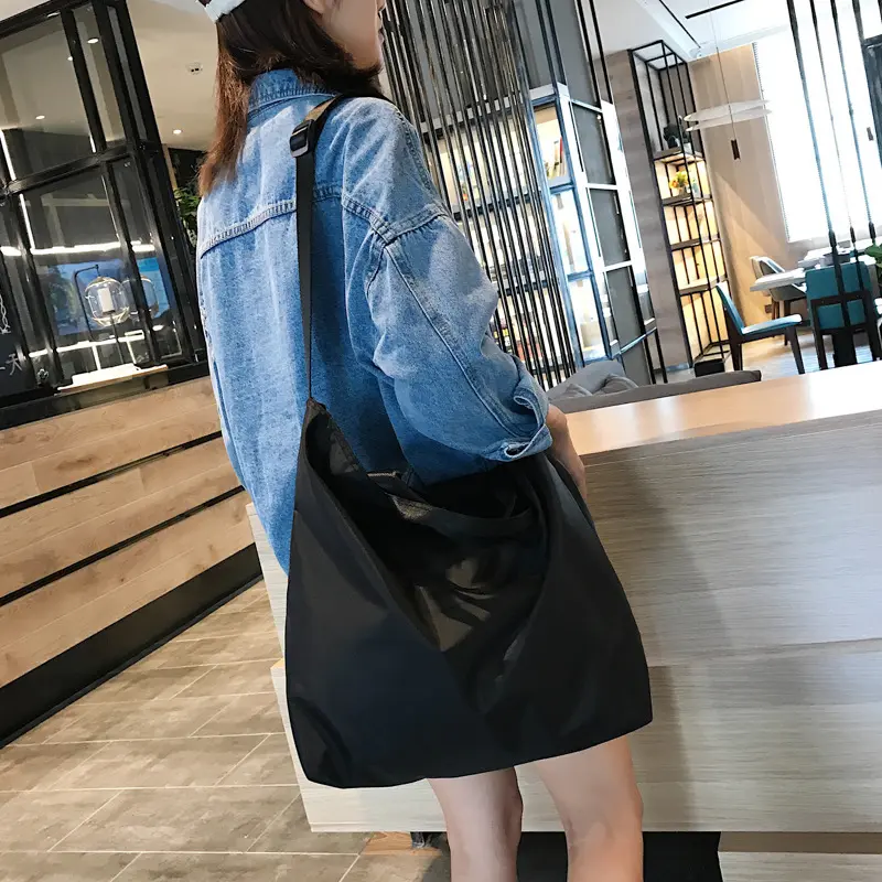 Women Nylon Fabric Handbag Large Capacity Waterproof Cloth Shoulder Bags Tote Solid Crossbody Bag Travel Bag Purse For Ladies