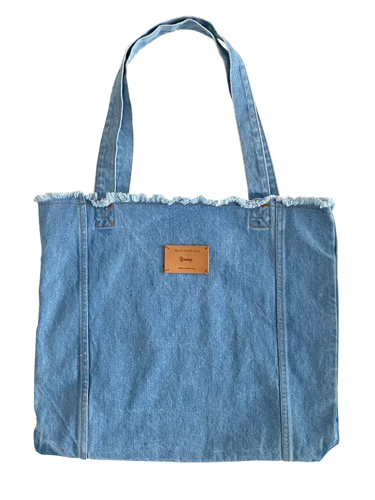 Rough Edge Denim Women Cloth Shoulder Bag Blue Washer Wrinkle Casual Handbag Large Capacity Shopping Bag Female School Book Tote