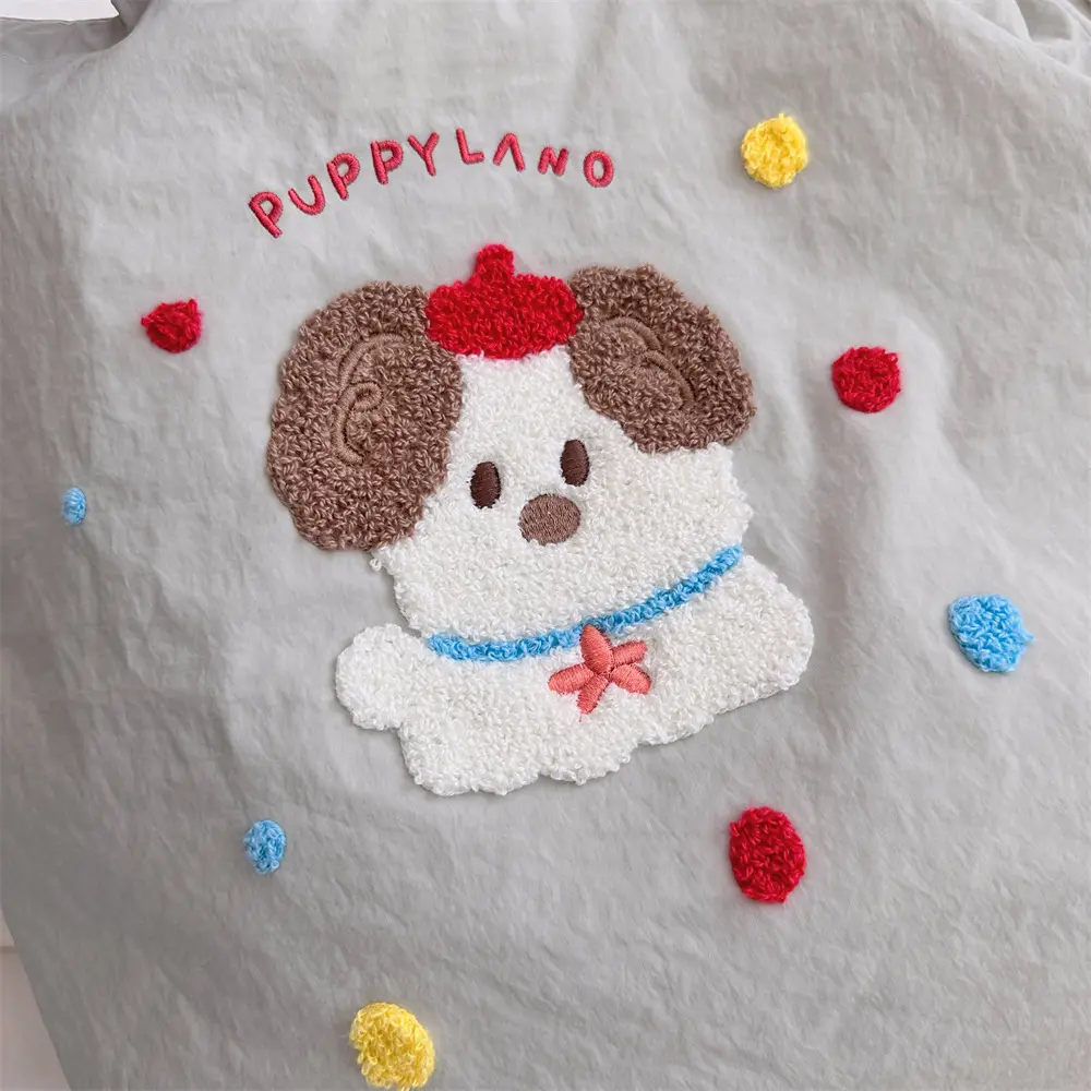 Cute Embroidery Female Canvas Shoulder Bag School Girls Books Handbag Eco Cotton Cloth Travel Purse Women Large Shopping Tote
