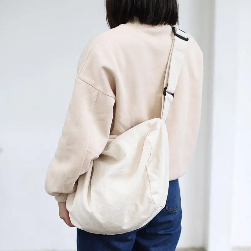 Women Canvas Shoulder Bag Casual Cotton Cloth Crossbody Purse Solid Zipper Handbag Shopping Bags Student Eco Simple Book Tote
