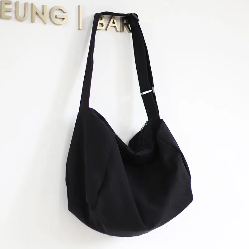 Women Canvas Shoulder Bag Casual Cotton Cloth Crossbody Purse Solid Zipper Handbag Shopping Bags Student Eco Simple Book Tote