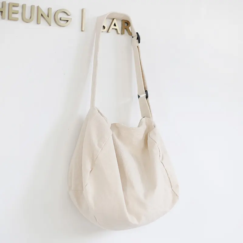 Women Canvas Shoulder Bag Casual Cotton Cloth Crossbody Purse Solid Zipper Handbag Shopping Bags Student Eco Simple Book Tote