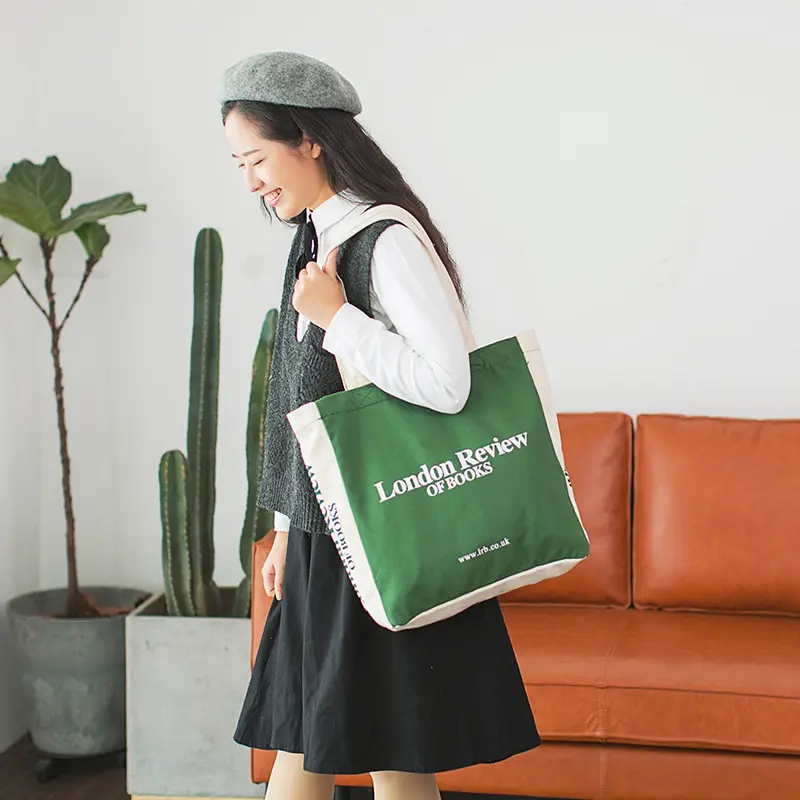 London Review Women Canvas Shoulder Bag Large Capacity Shopping Bags Ladies Books Handbag Tote Female Thick Cotton Fabric Purse