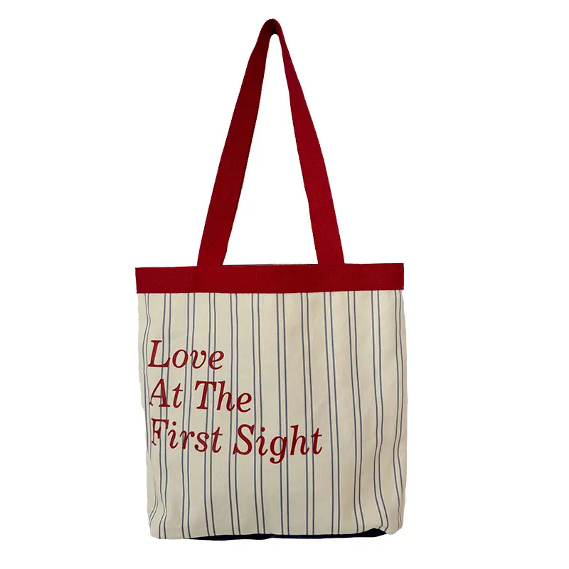 Love At First Sight Women Canvas Shoulder Bags Ladies Grocery Shopping Bag Cotton Cloth Purse Handbag Student Cute Books Tote