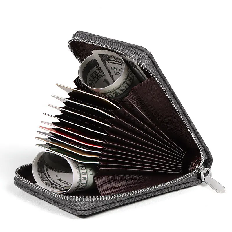 RFID Zipper Multi-slot Card Holder Casual Men's Organ Short Wallets PU Camouflage Leather Bussiness ID Credit Card Case Package