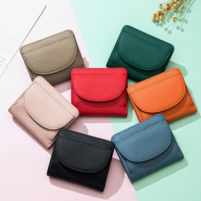 Genuine Leather RFID Short Wallet Credit Card Holder Luxury Clutch Slim Pocket Wallets For Men Women Coin Purse Bags