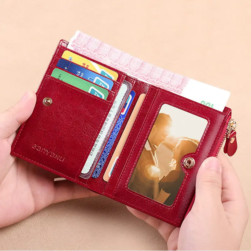 2025 New Fashion Mini Wallet Women Luxury Genuine Leather Wallets Coin Bag Hasp Short Wallet Small Woman Purse RFID Clutch Bag