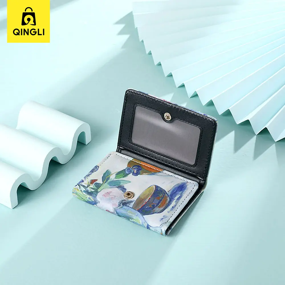 New Wallet for Women Fashion Van Gogh Oil Painting Design Purse Credit Card Bag Female Classic Twice-folded Leather Short Wallet