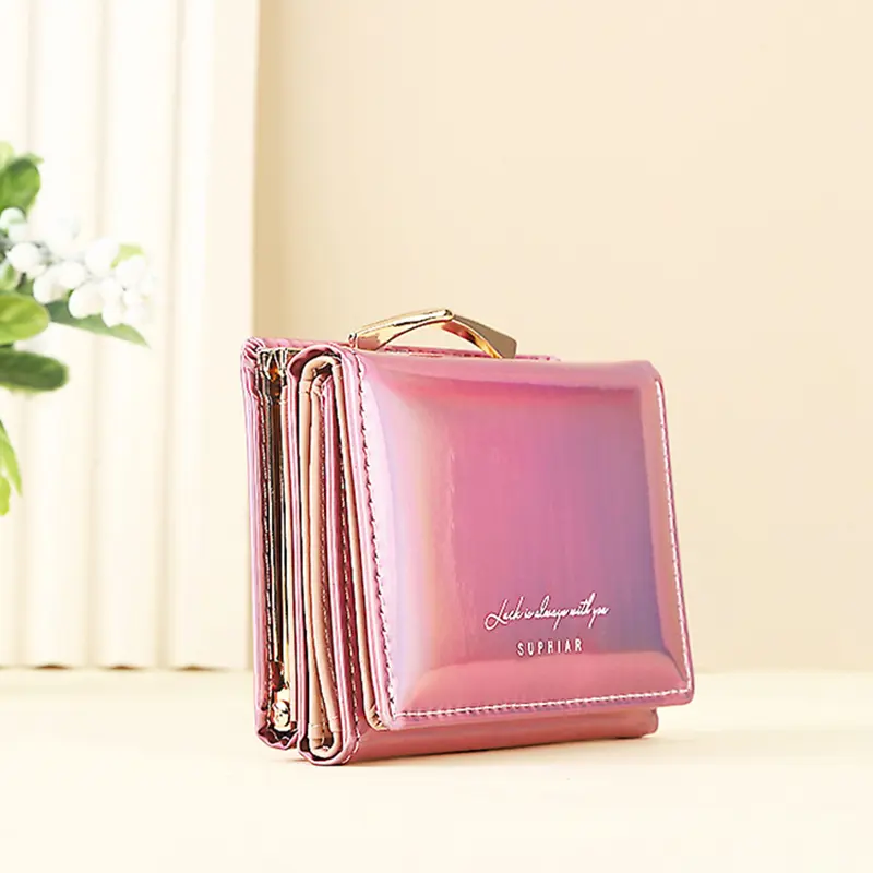 Women's	Wallets Fashion Rainbow Credit Card Holder Purses with Coin Pocket for Women Portable Short PU Leather Cute Wallet