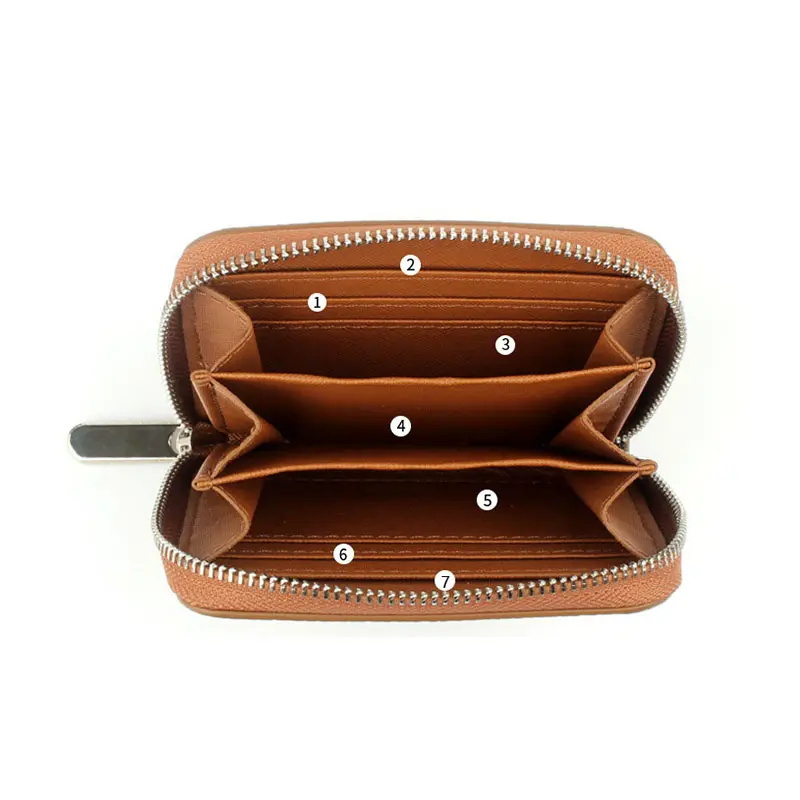 Free Custom Letters Genuine Japanese style Top Layer Cowhide Men's Short Zipper Wallet Women's Coin Purse