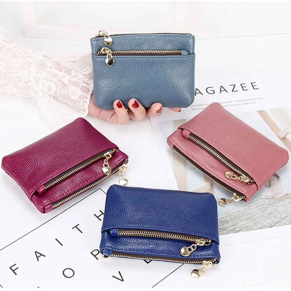 Women Mini Change Purses Leather Coin Purse Zipper Pouch Card Holder Wallet Kids Coin Pocket Wallets Key Chain Holder