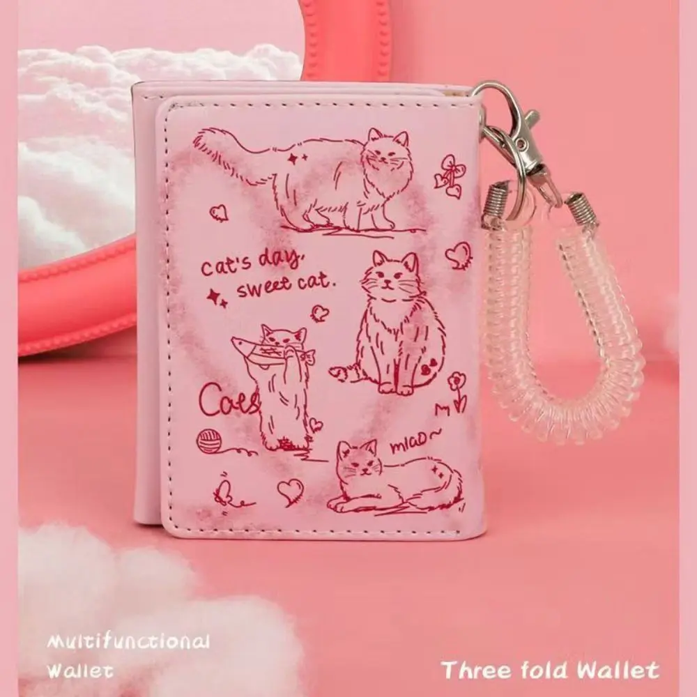 New Women Wallets Female Leather Purses Card Holders Graffiti Cat Portable Coin Purse Large Capacity Money Bag