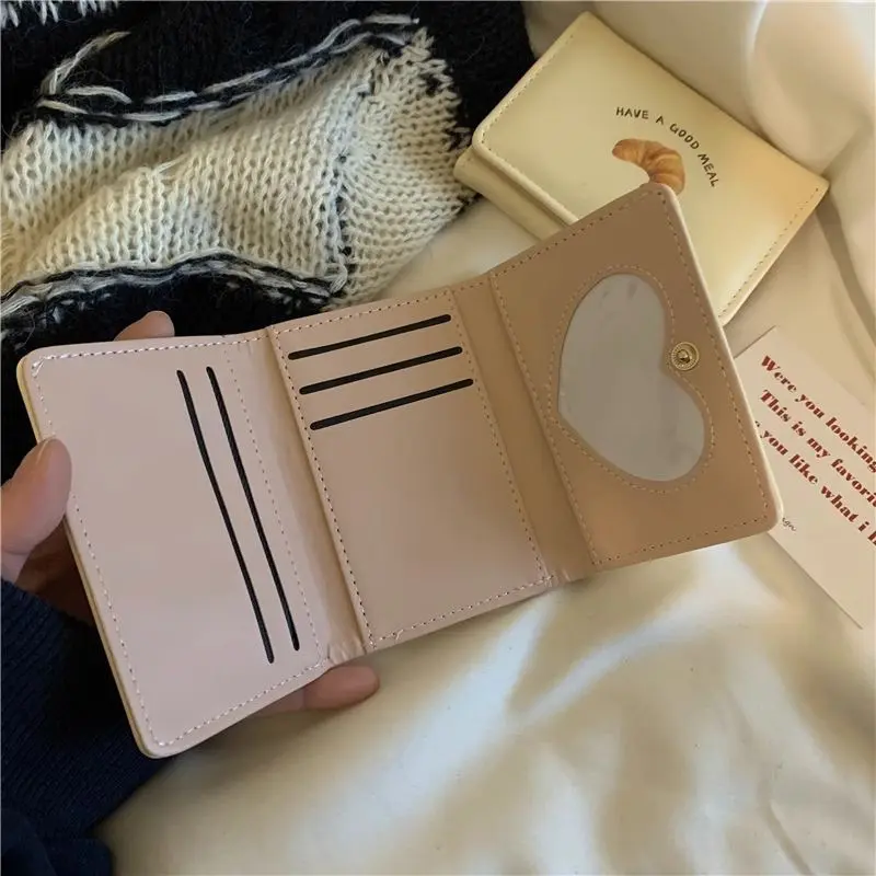 New Cute Butter Toast Three-Fold Cartoon Wallet Short Zero Pocket Compact Size for Everyday Use