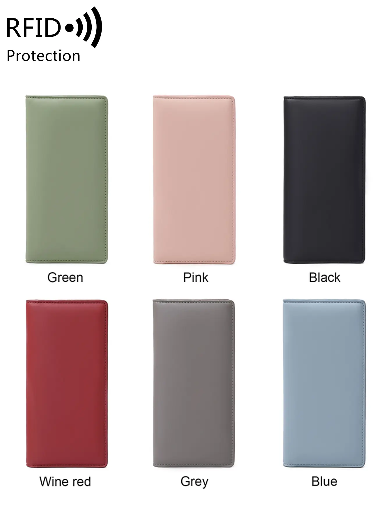 Minimalist RFID ultra-thin women's long walletPUdouble folding wallet multifunctional women's coin credit card bag hand-held bag