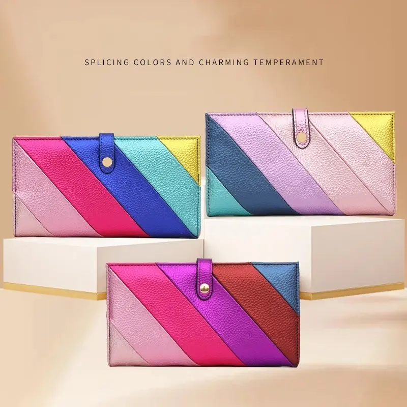 Fashionable Style Colorful Ladies High-end Striped Avant-garde Dinner Wallet Clutch