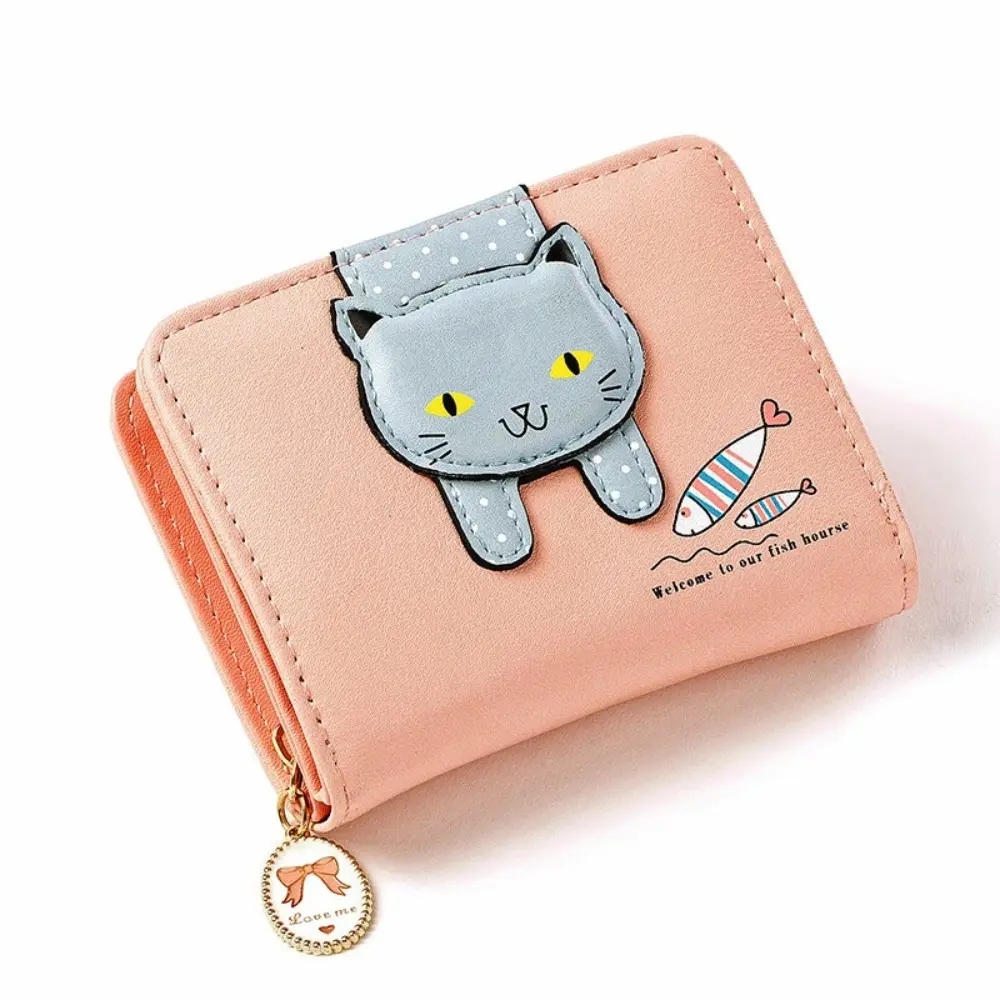 Kitty Purses for Women PU Leather Cute Short Wallets Zipper Coins Bag Women's Wallet Credit Card Holder Female Handbags
