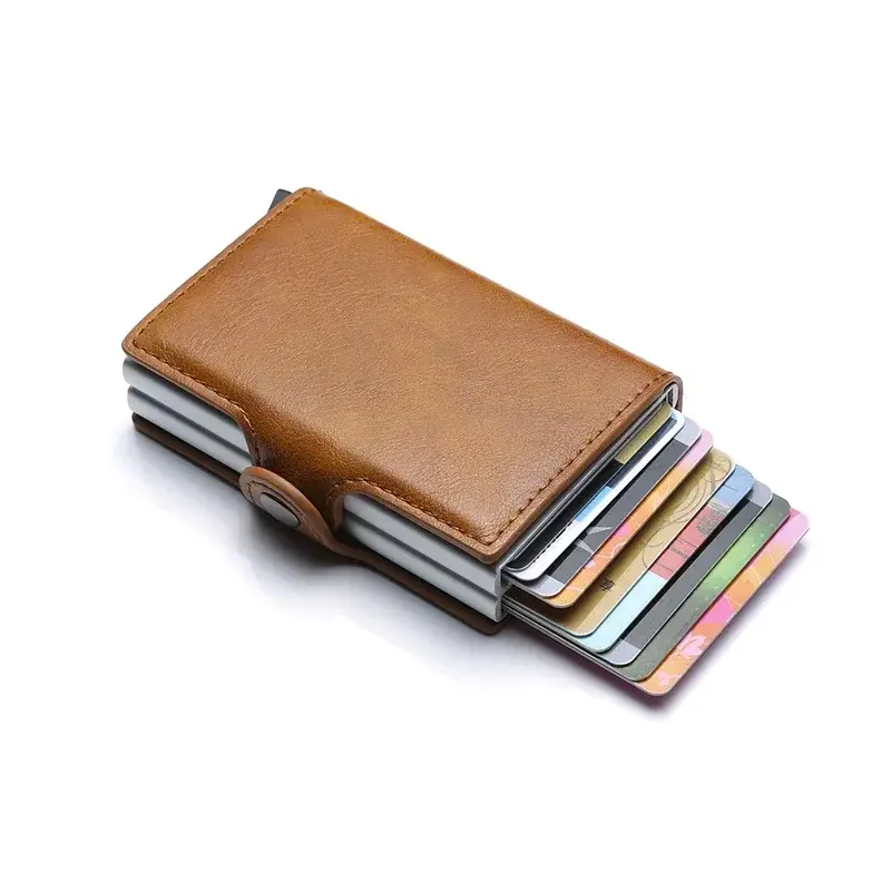Carbon Fiber Credit Card Holder Men Wallet RFID PU Leather Metal Hasp Wallet Male Purse Minimalist Wolet Gifts for Men Carteiras