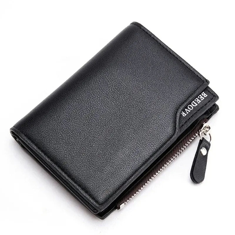 Men Short Small Wallet with Zipper Coin Pocket PU Leather Purse Credit Card Holders Men Wallet Money Bag carteira masculina 2025