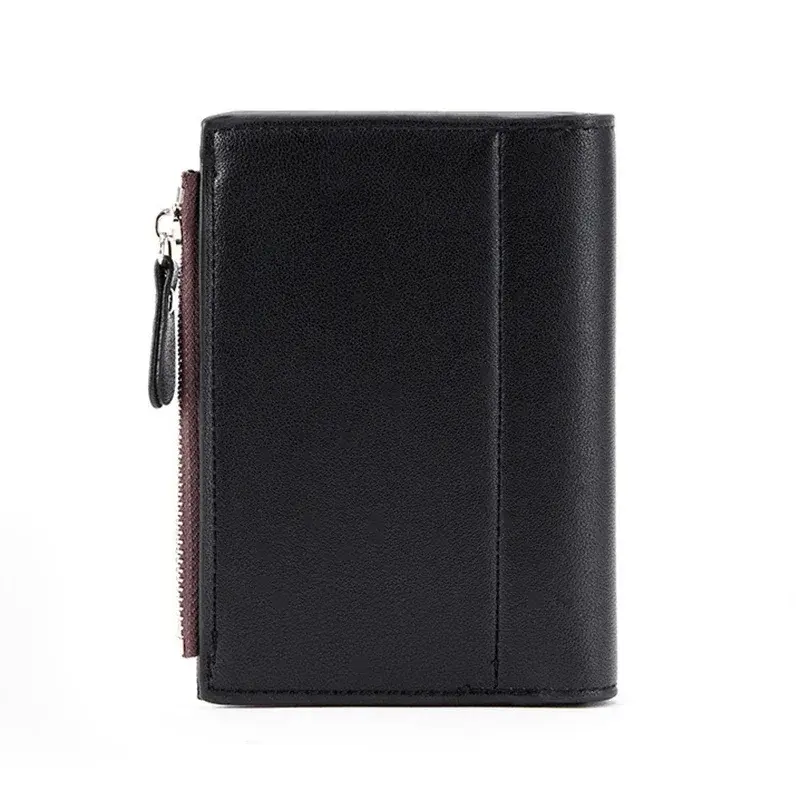 Men Short Small Wallet with Zipper Coin Pocket PU Leather Purse Credit Card Holders Men Wallet Money Bag carteira masculina 2025