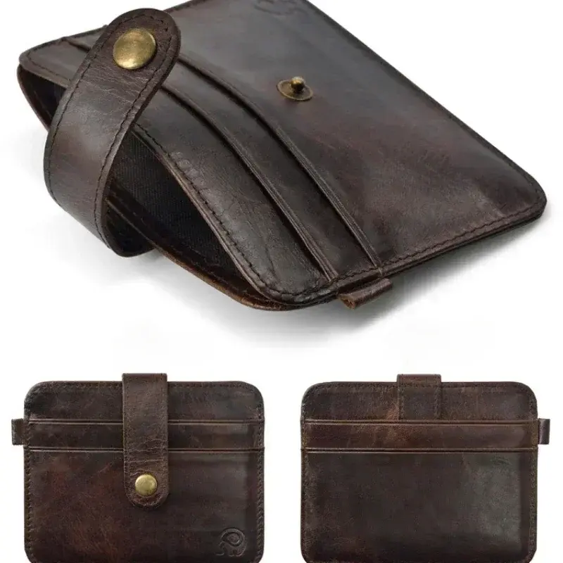 Men Genuine Leather Slim Wallet Male Small Purse Mini Money Bag Walet Thin Portomonee Carteras Man's Wallet Card Holder