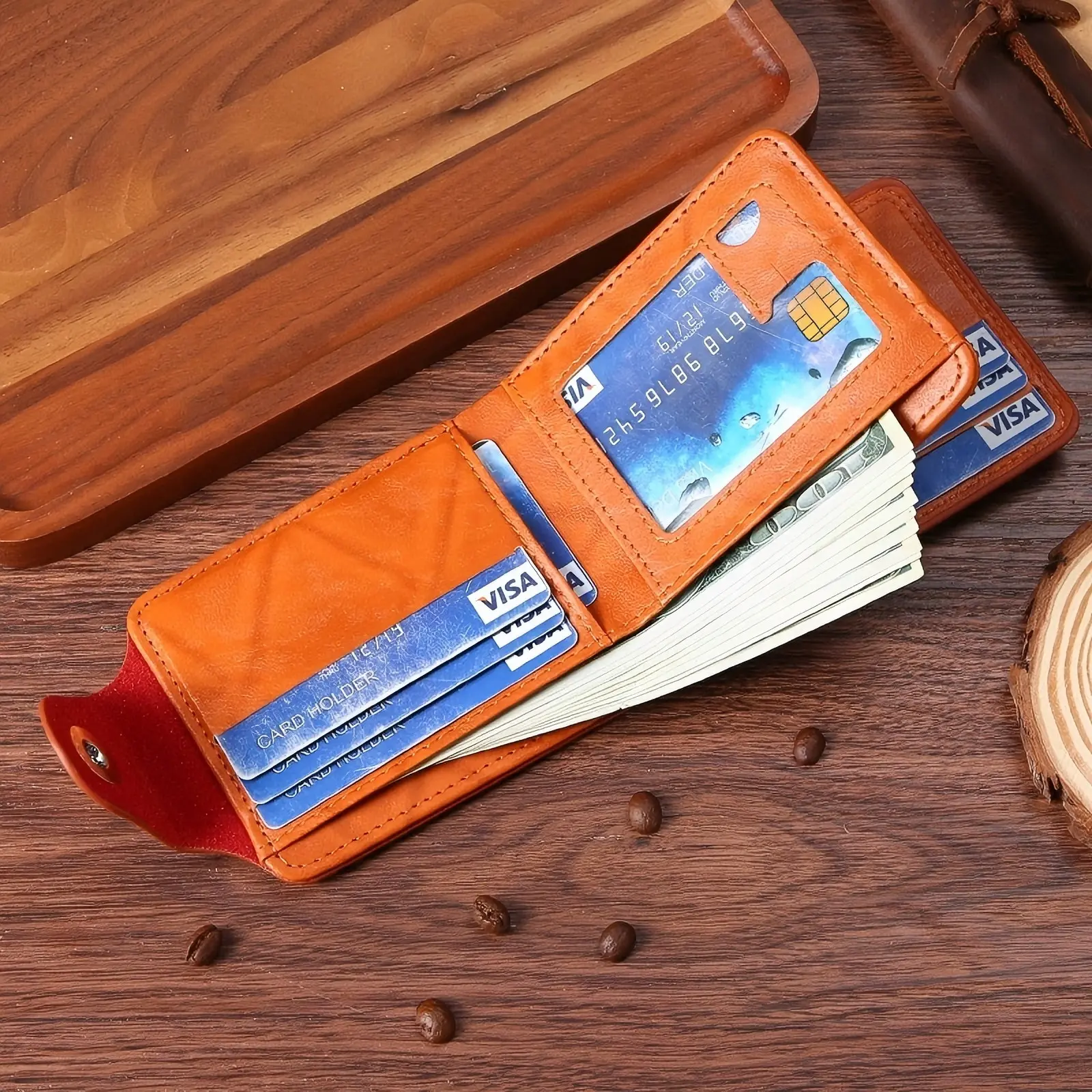 New Men's Wallets With 100 US Dollar PatternWallet Male Leather Walet Photo Card HolderFashion Large Capacity Wallet Purse Bag