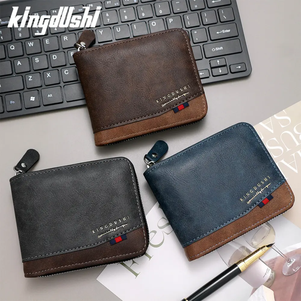 New Zipper Men Wallets High Quality Card Bags Retro Male Coin Purses Big Capacity Card Holder Photo Holder Luxury Men's Wallet