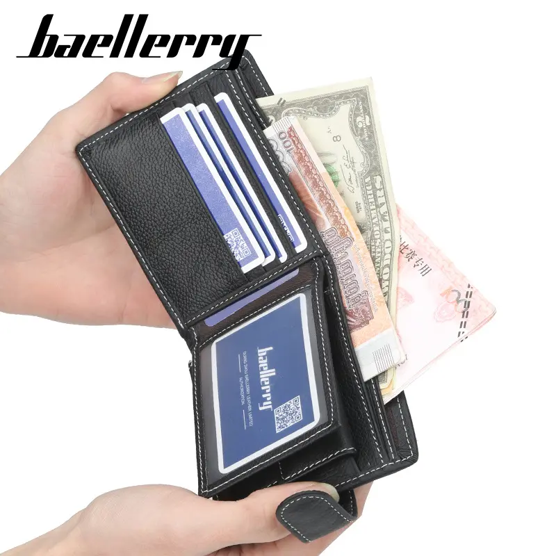 New arrival Genuine Leather Men Wallets With Coin Pocket Money Bag Fashion Male Purse Credit Card Holder For Man