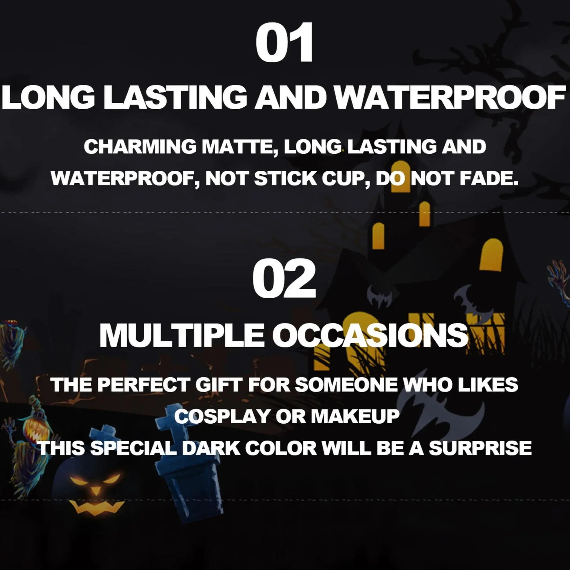 Matte Vampire Black Purple Lipstick Waterproof Long Lasting Lip Gloss Halloween Christmas Moisturizing Pigmented Lip Makeup