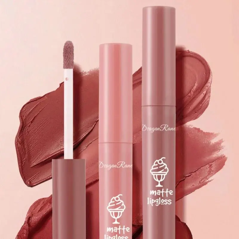 Dragon Ranee 3pcs Matte Lipgloss Set Velvet Liquid Lipstick Nude Lip Glaze Waterproof Long Lasting Non Sticky Lip Makeup Kit