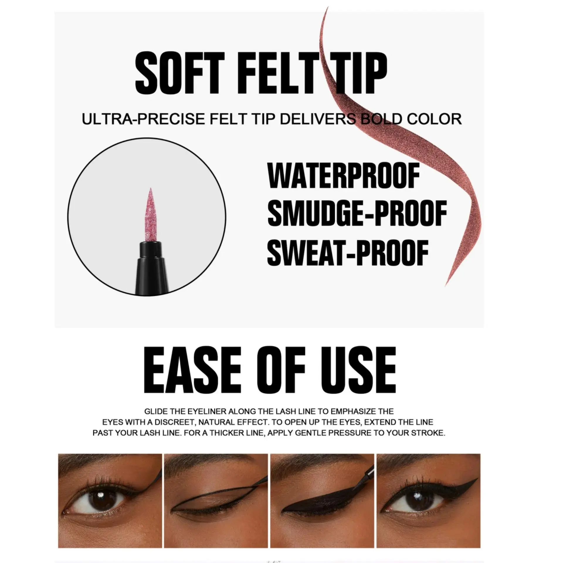 Metallic Shimmer Liquid Eyeliner Waterproof Smudge Proof Vibrant Glitter Pink Blue Purple Long Wear Eye Makeup Pencil