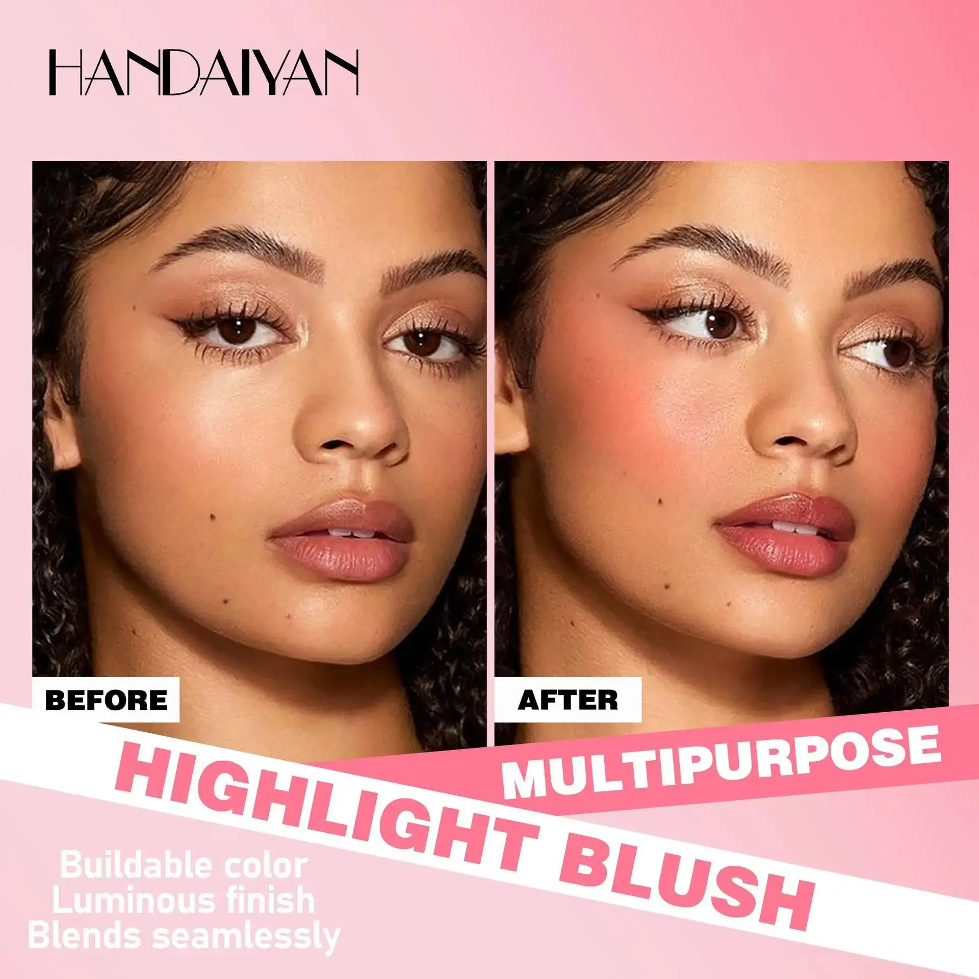 2 In 1 Dream Blush Highlighter Palette Natural Glow Face Contour Long Lasting Luminous Finish Healthy Radiance Duo