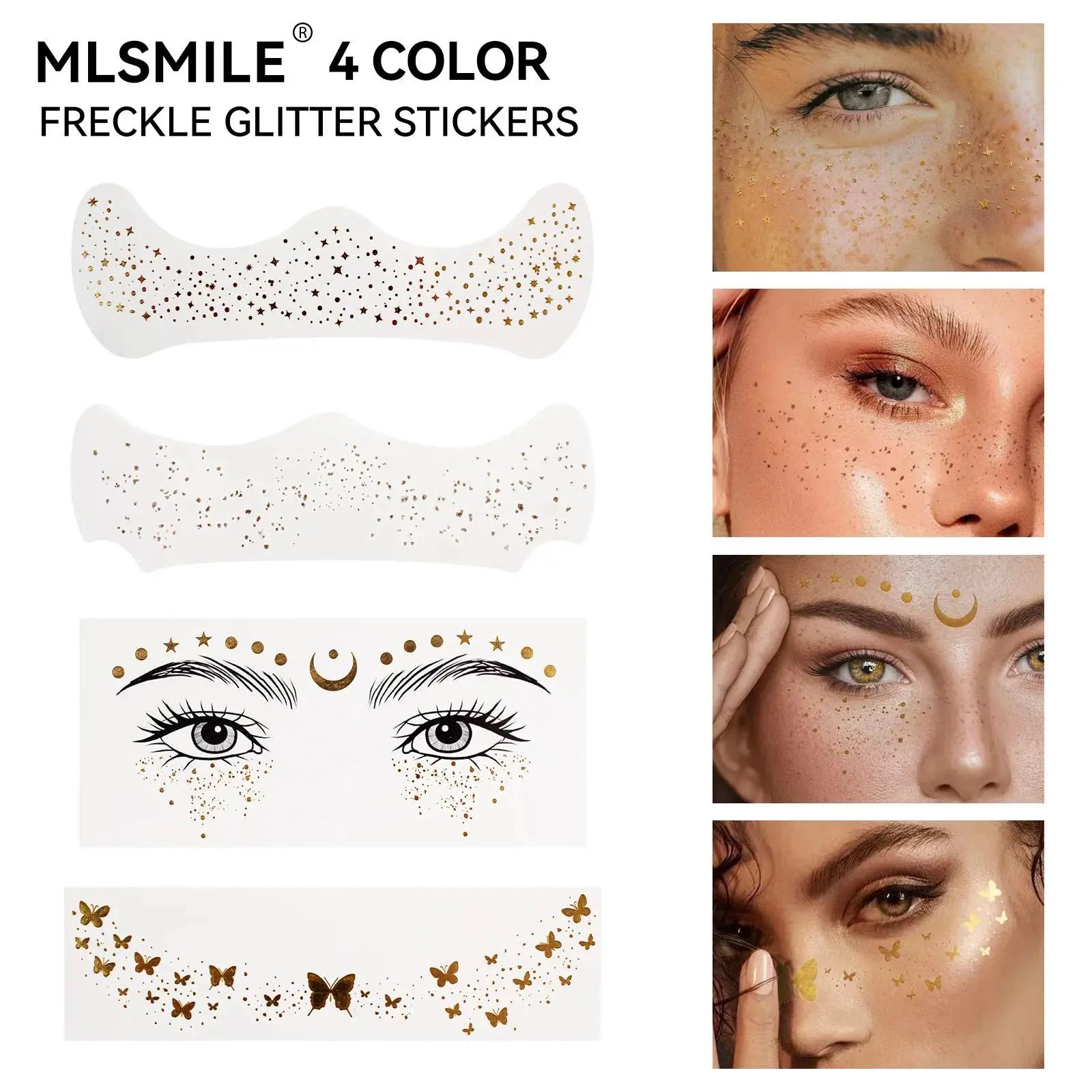 Metallic Freckle Tattoo Stickers Gold Silver Temporary Body Art Face Makeup Fake Freckles Beauty Cosmetic 5PCS