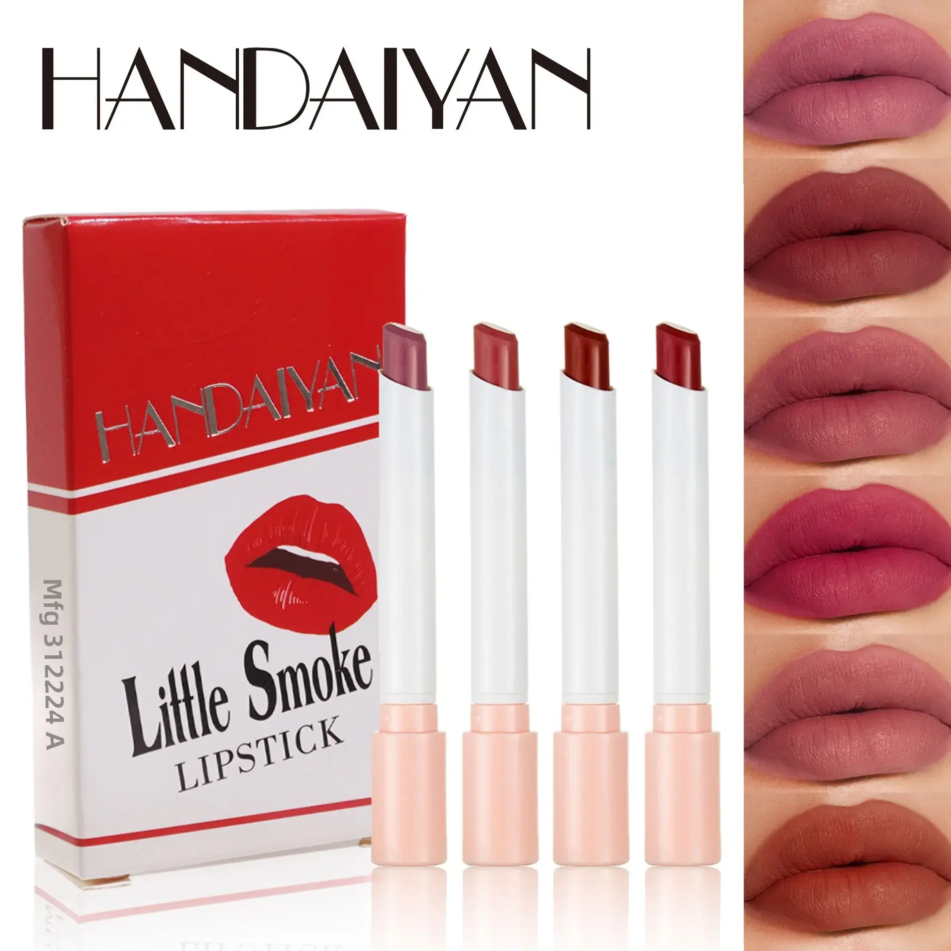4PCS Matte Lipstick Set Long Lasting Velvet Lip Glaze Nude Lip Tint Makeup Cosmetic Cigarette Lip Stick Waterproof Non Transfer