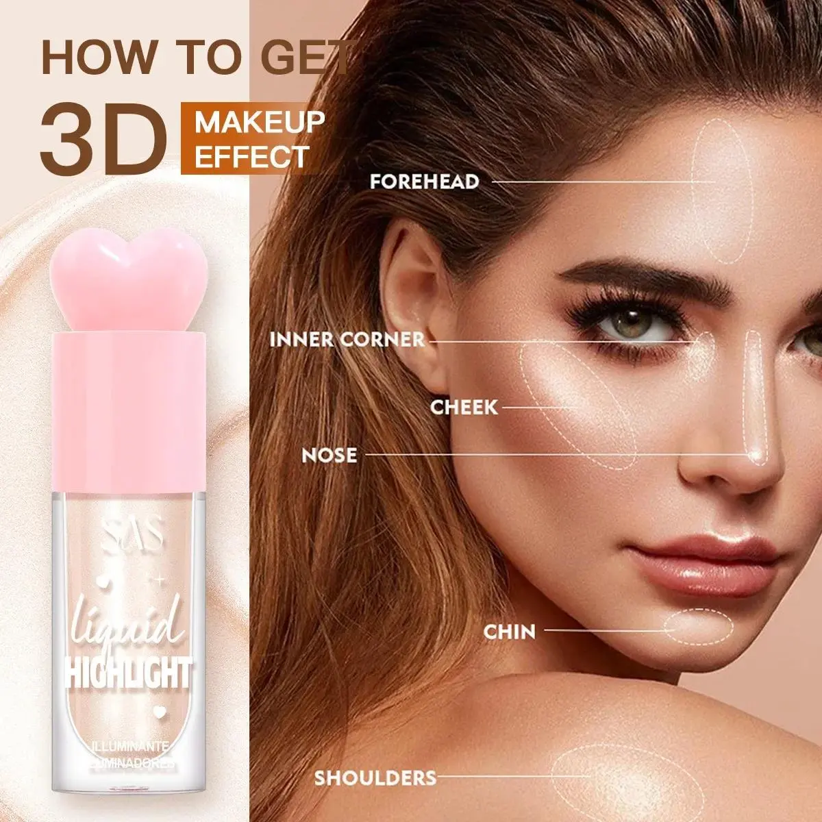 Liquid Highlighter For Face Contouring Makeup Shimmer Brightening Moisturizer Body And Cheekbone Enhancer